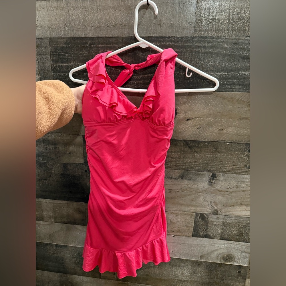 Kenneth Cole Reaction Hot Pink Ruffle One-Piece Swimsuit
